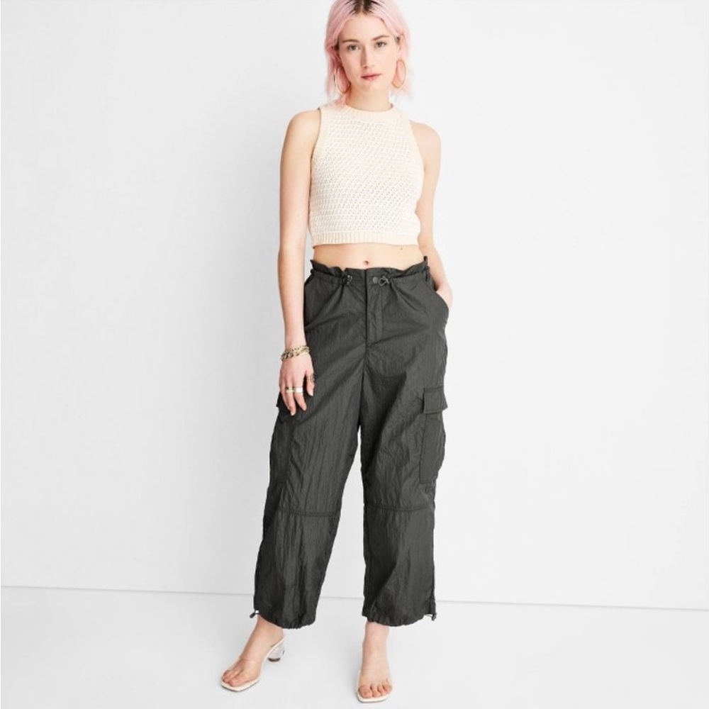 Future Collective x Alani Noelle Women's Utility Nylon Cargo Parachute Pants M